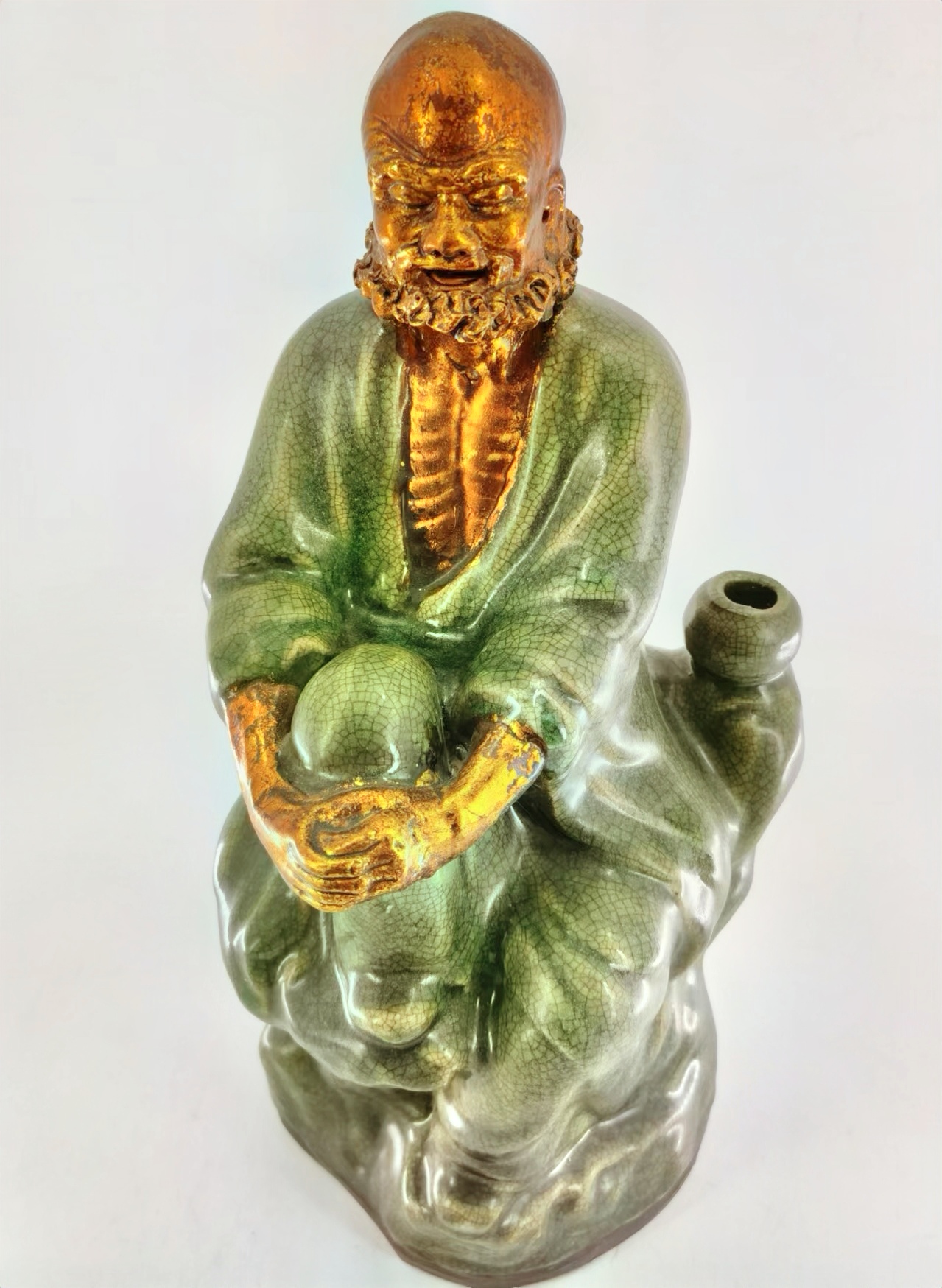 龙泉窑鎏金十八罗汉塑像（高约40cm左右）。分两次与您分享！