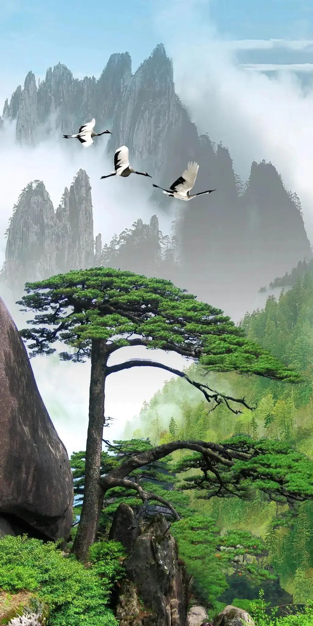 世界文化与自然双重遗产，大美黄山风景漂亮，美丽壮观。