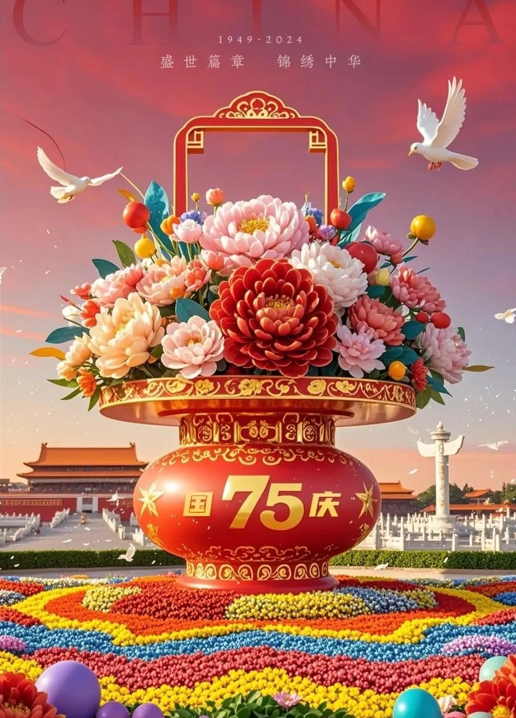 庆祝国庆75周年，打开即得，即看即得，国庆节喝王浆酒，交好朋友，健康长寿到永久！