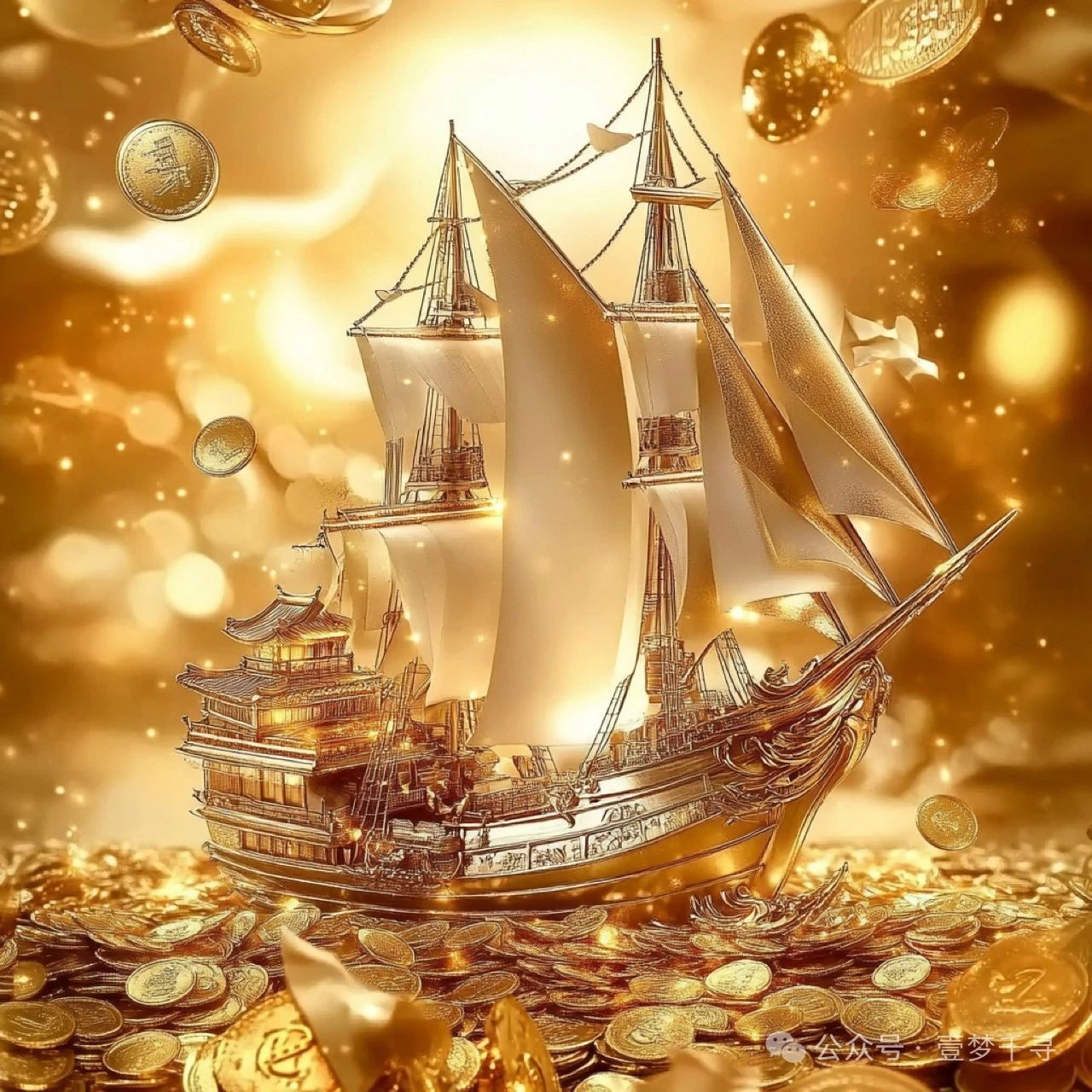金灿灿的黄金船，一帆风顺，接好运，顺风又顺水，办事皆顺意。早上好！