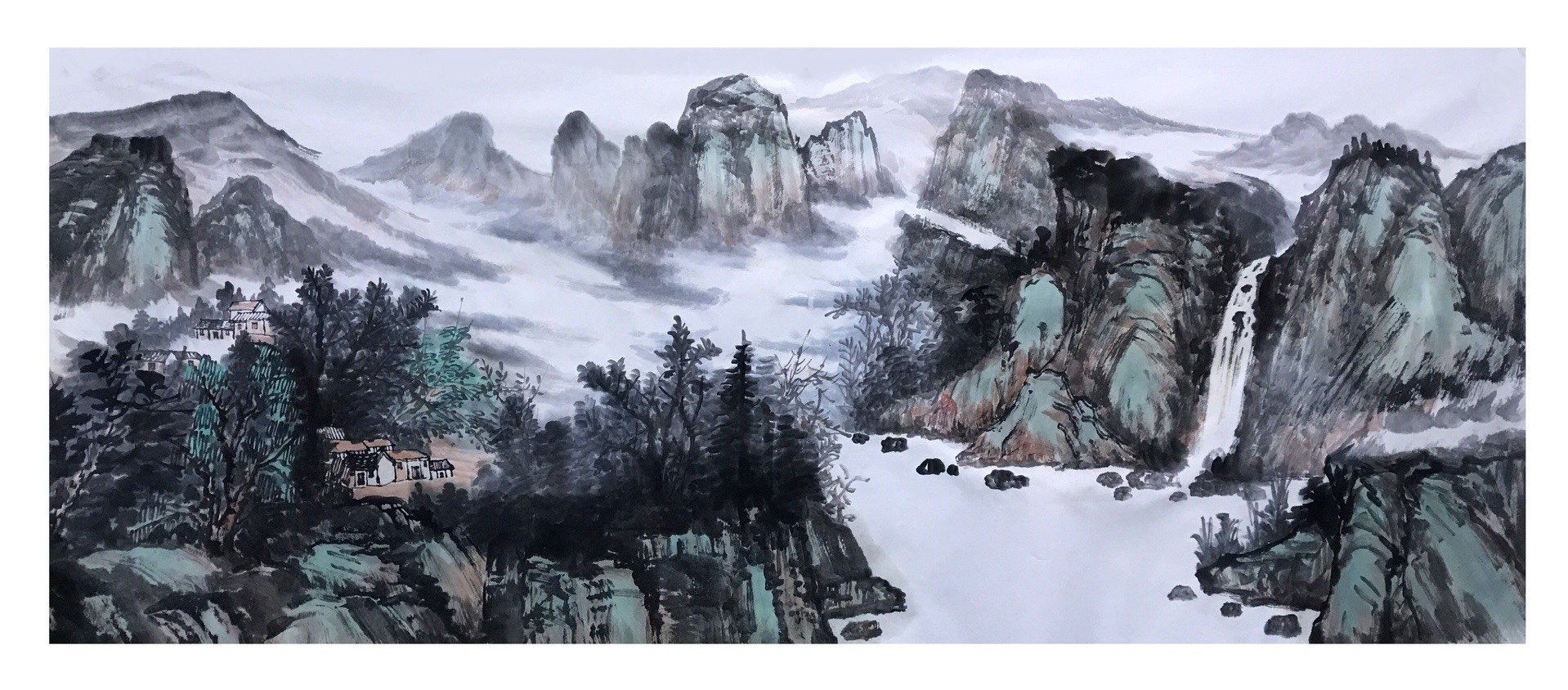 小六尺山水180x70cm