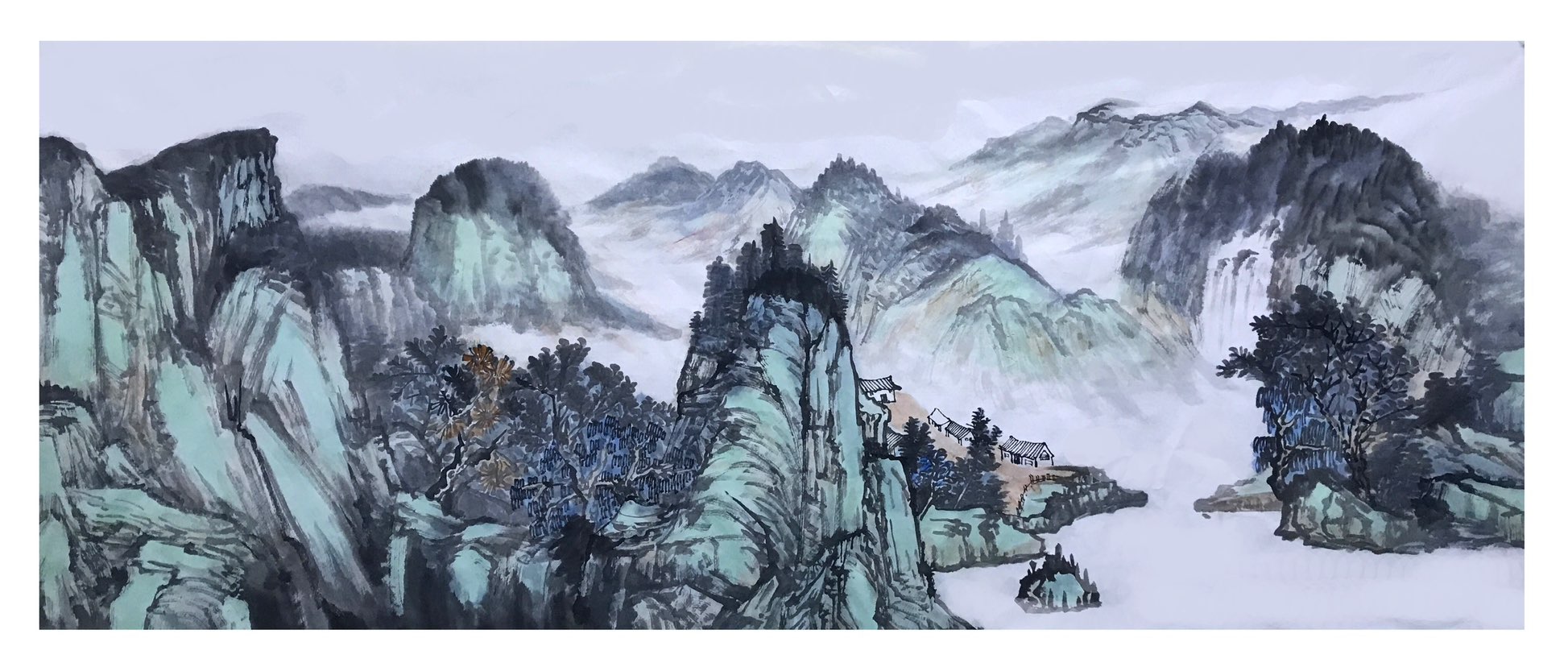 小六尺山水180x70cm