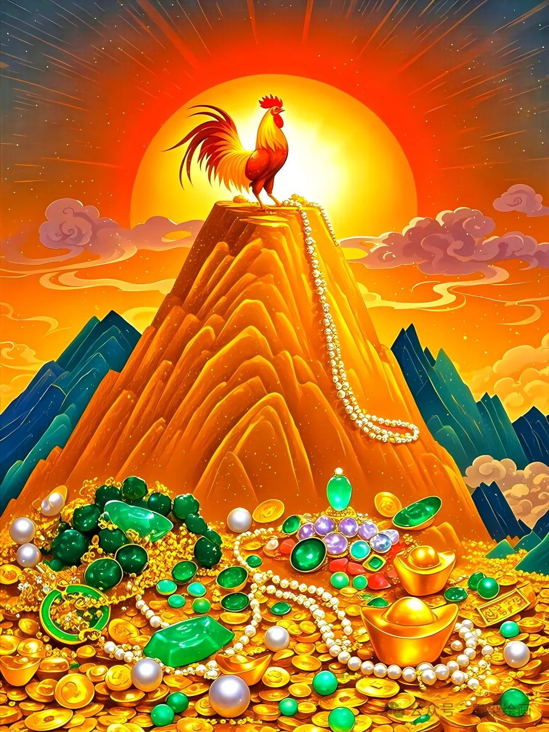 金鸡报晓！财源广进！幸福安康！