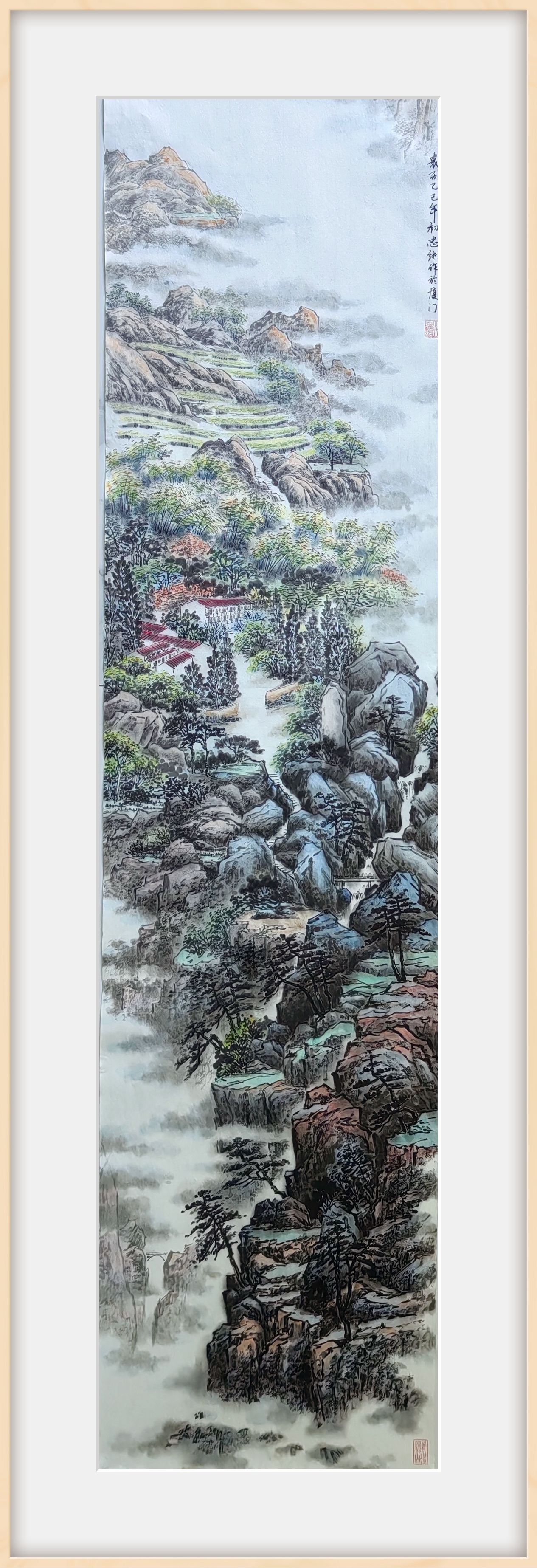 画工笔画和颈椎交上了朋友，眼睛也开始有了魔幻的色彩。转而爱上了山水。这提笔开始就停不下来了。发现山水