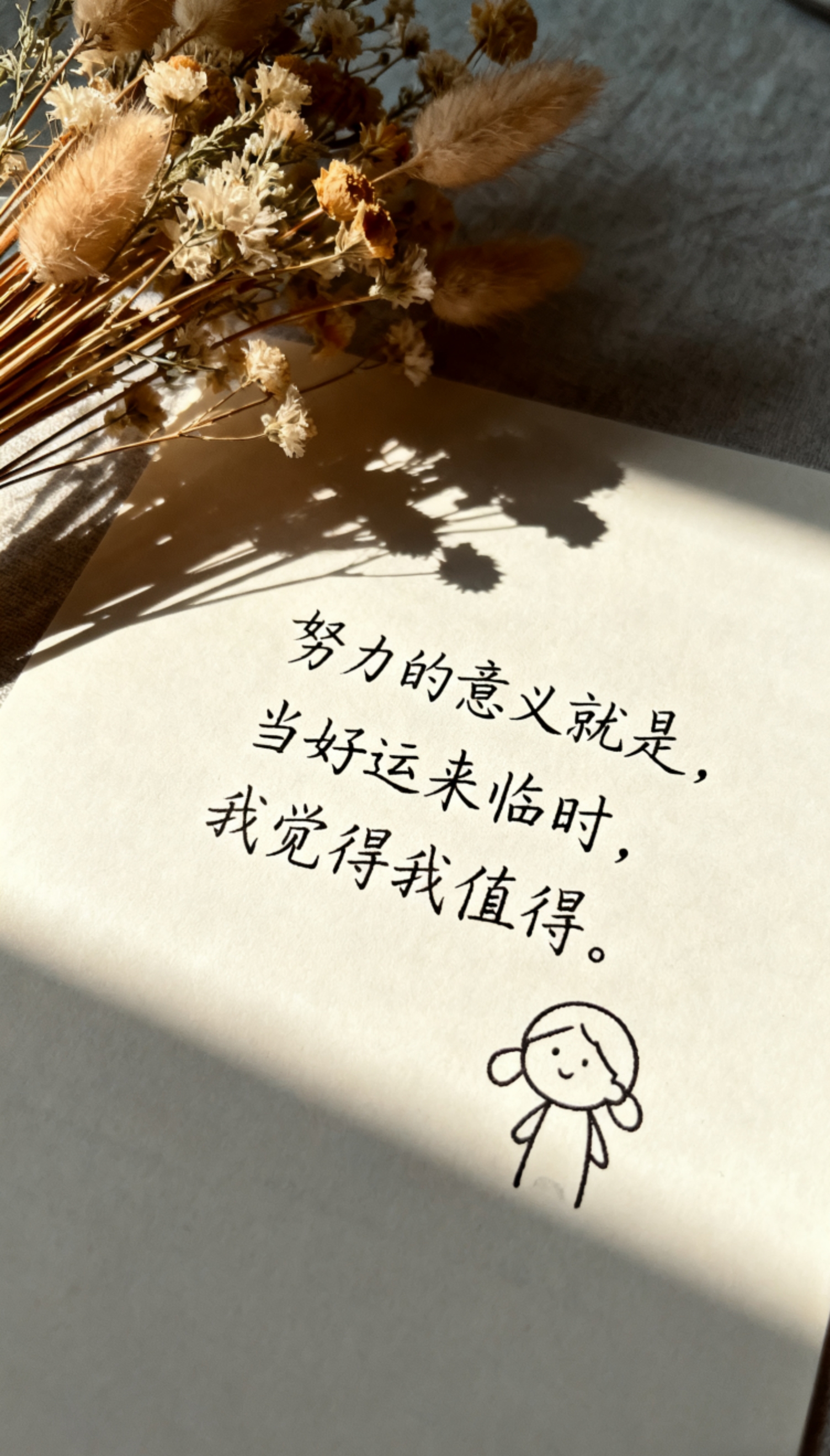 努力的意义就是
​当好运来临时
我觉得我值得。
​