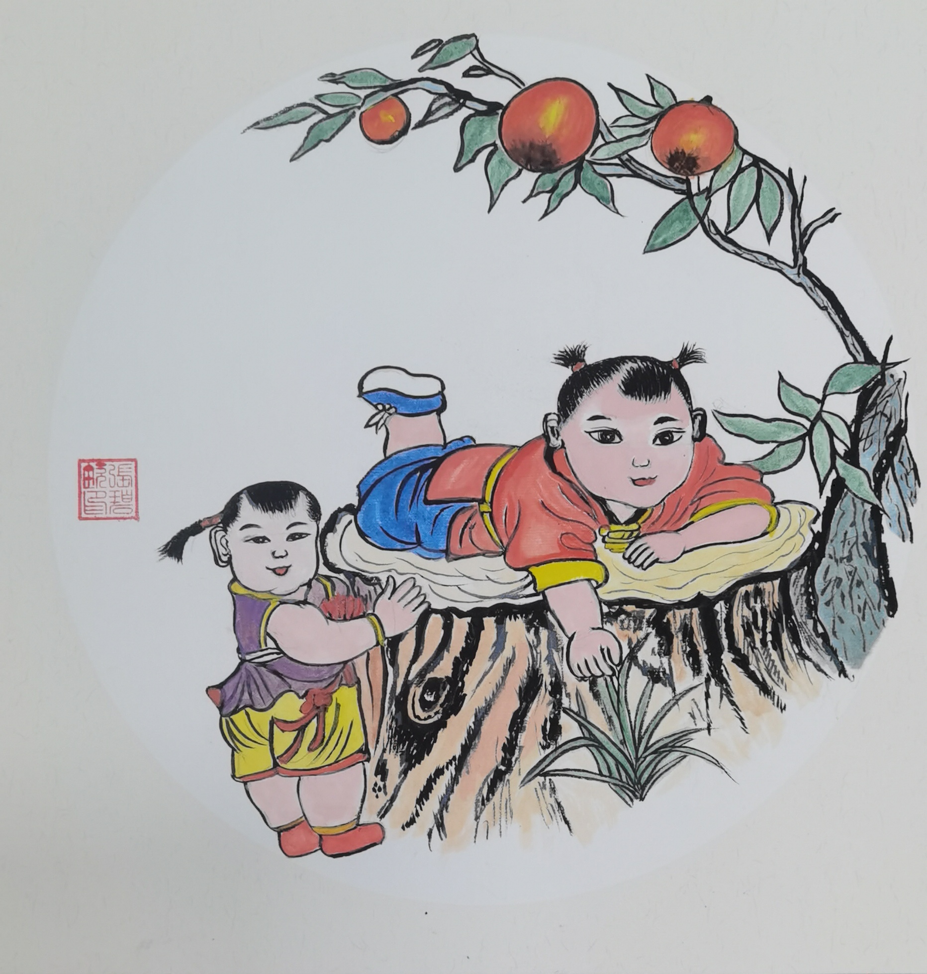 年画是中国传统文化中的一种重要形式之一，通常用于迎接新年、祈求好运、祈福等场合。吉祥如意、幸福美满的