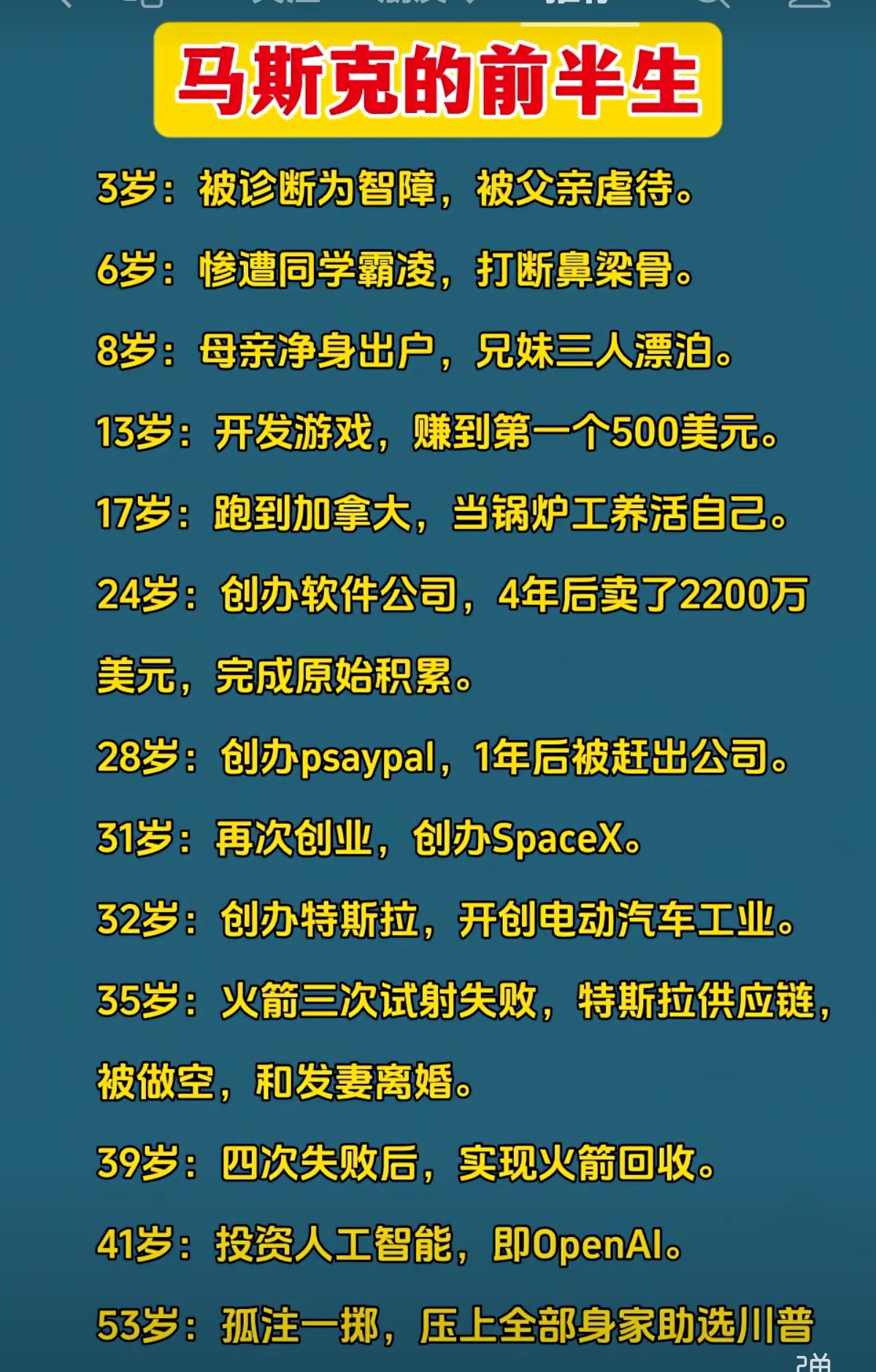 马斯克的前半生。